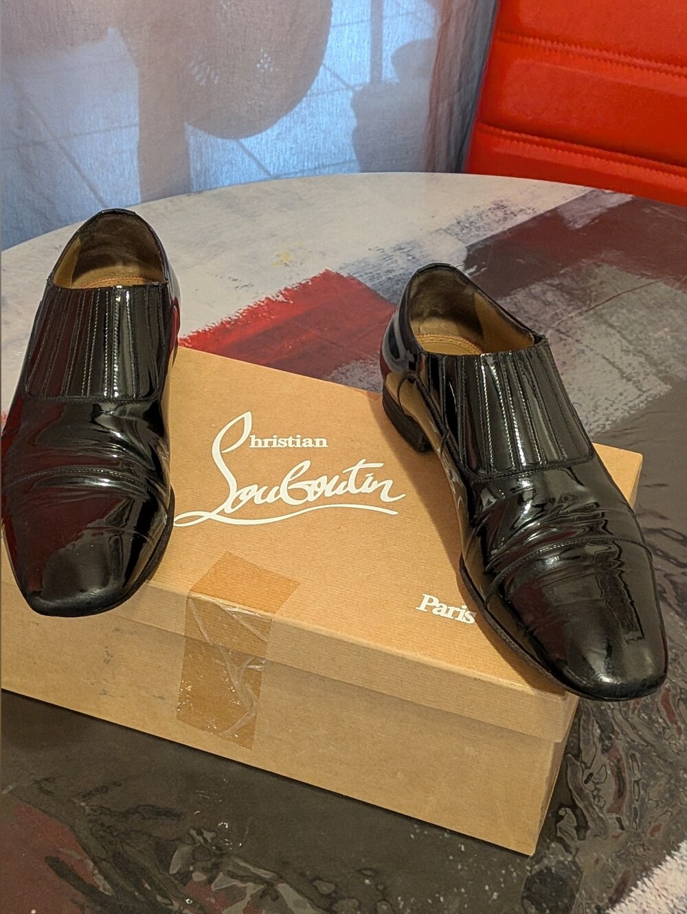 Christian Louboutin Black Patent 'Greg On Flat' Loafers EU 43